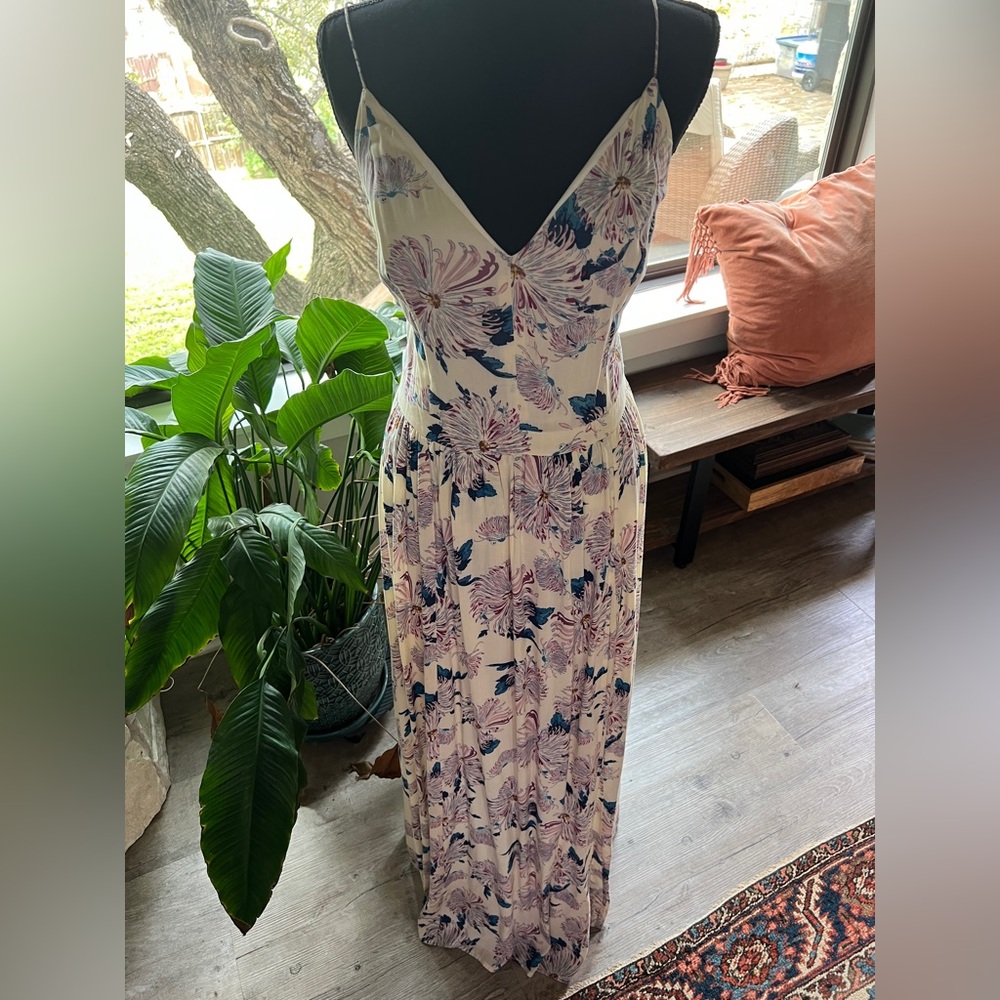 1. State Floral Maxi Dress in Cream, Blue and Purple